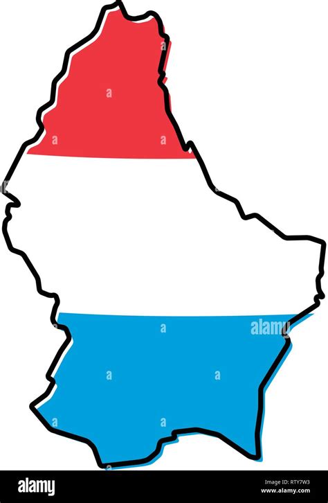 Simplified Map Of Luxembourg Outline With Slightly Bent Flag Under It