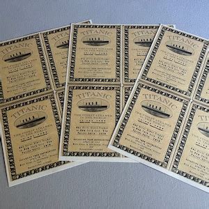 RMS Titanic First Class Tickets Replica, 4 per 8.5 X 11 Inch Page - Etsy