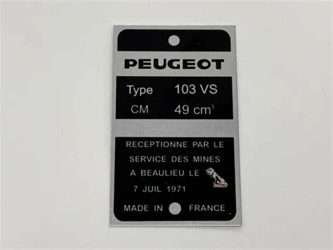 Peugeot Plaque Signal Tique Plaque D Identification Mobylette