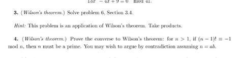 Solved This problem is an application of Wilson's theorem. | Chegg.com