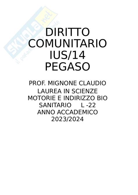 Tutte Le Domande E Risposte Esame Di Diritto Comunitario