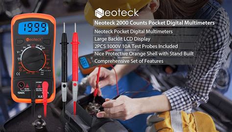 Multimeter Neoteck Pocket Digital Manual Ranging Voltmeter Ammeter