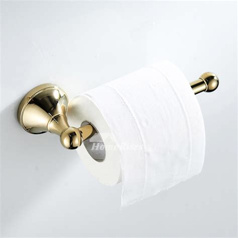 Gold Polished Brass Toilet Paper Holder Modern Wall Mounted Bathroom