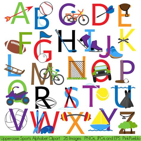 Sports Alphabet Font With Sports Letters Clipart Clip Art - Etsy