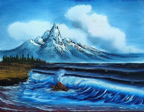 Bob Ross Print / Bob Ross Gift / Mountain Painting / Beach | Etsy