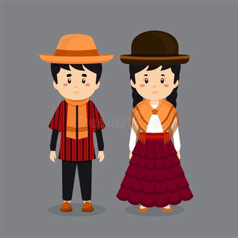 Couple Character Wearing Bolivia National Dress Stock Vector ...