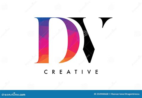 Dise O De Letras Dv Con Corte Creativo Y Textura Arcoiris Colorida