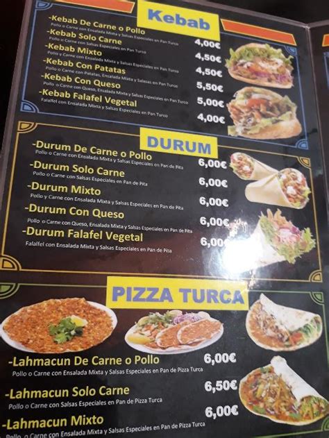 Menu At Asia Doner Kebab Abando Restaurant Bilbao