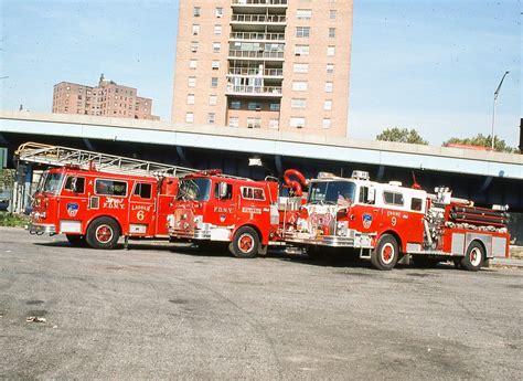 Fire Apparatus Slide- FDNY Ladder 6, Satellite 1, Engine 9 Mack CF and ...