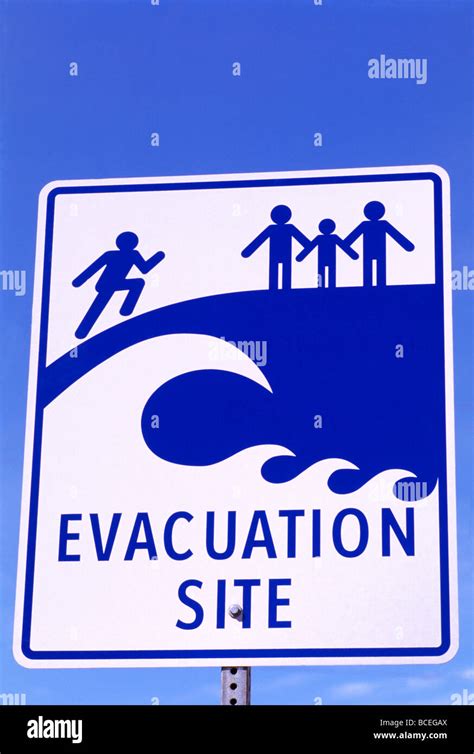 Tsunami Evacuation Route Sign Warning High Resolution Stock Photography