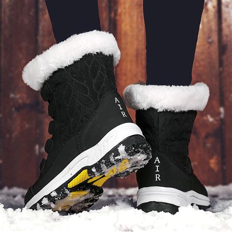 Snow Boots For Women Winter Waterproof Shoes Thickened Faux Fur Lined ...