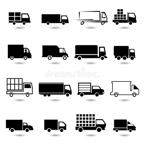 Vector Set of Different Truck Icons. Stock Vector - Illustration of ...