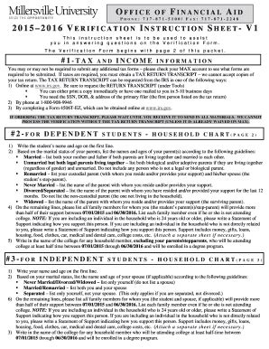 Fillable Online Millersville B Verificationb Instruction Sheet