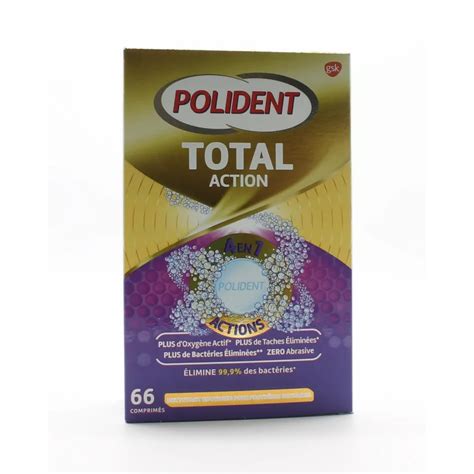 Polident Total Action 4 en 1 Nettoyant Quotidien pour Prothèse Dentaire