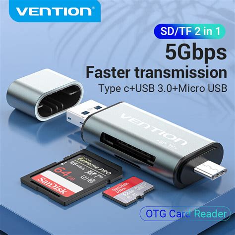 Vention USB 3.0 Memory Card Reader SD Type C to SD TF Micro SD Adapter for MacBook Laptop ...