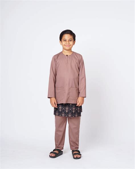 Bangsawan Baju Melayu Set Kids Brown Kurta Boys