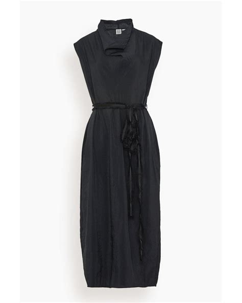 Totême Folded Neck Dress In Black Lyst