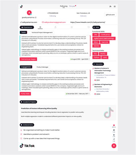 Tiktok Resume Template