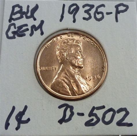 1936 P Gem BU RED Lincoln Wheat Cent N 511 For Sale Buy Now