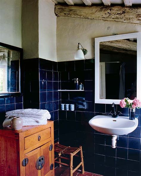 Indigo Tile Blue Bathroom Decor Rustic Chic Bathrooms Blue Tiles