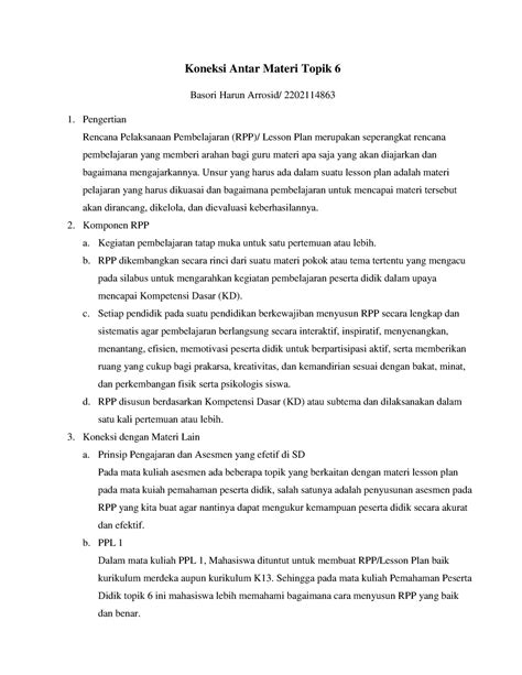 Koneksi Antar Materi Topik 6 Unsur Yang Harus Ada Dalam Suatu Lesson