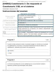 Examen Aab Cuestionario De Respuesta Al Cuestionario B En El