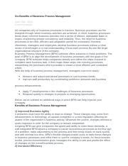benefits  business process management  comprehensive overview