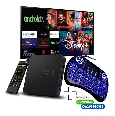 Tv Box Conversor Smart Uhd 4k 128 8gb Ram Teclado Led Console De