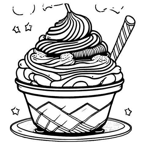 Ice Cream Sundae Coloring Page Creative Fabrica