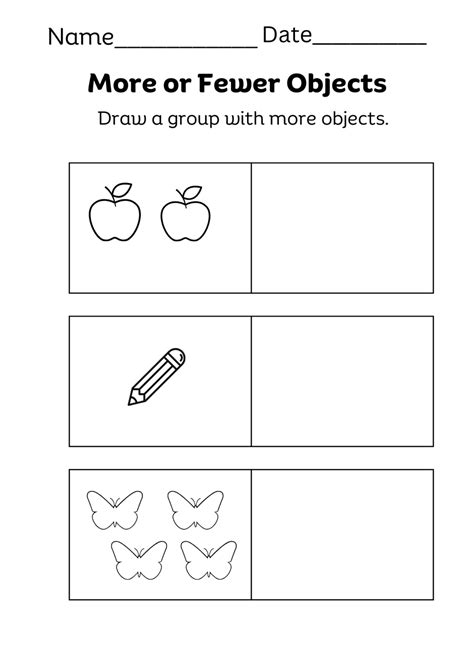 More Than Fewer Than Worksheets For Kindergarten