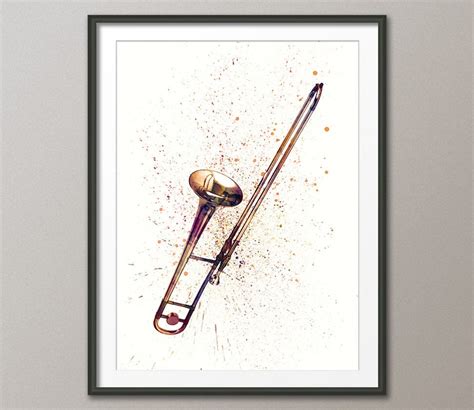 Trombone Abstract Watercolor Music Instrument Art Print Etsy