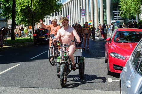People Cycled Through Cardiff With No Clothes For The World Naked Bike