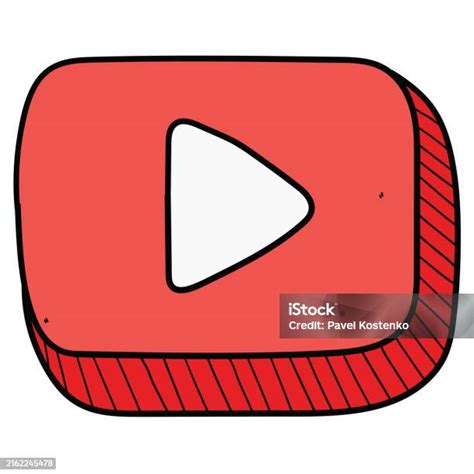 tombol putar merah kartun  digambar tangan  latar belakang