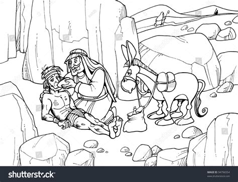 Parable Jesus Christ About Good Samaritan Stock Illustration 94796554