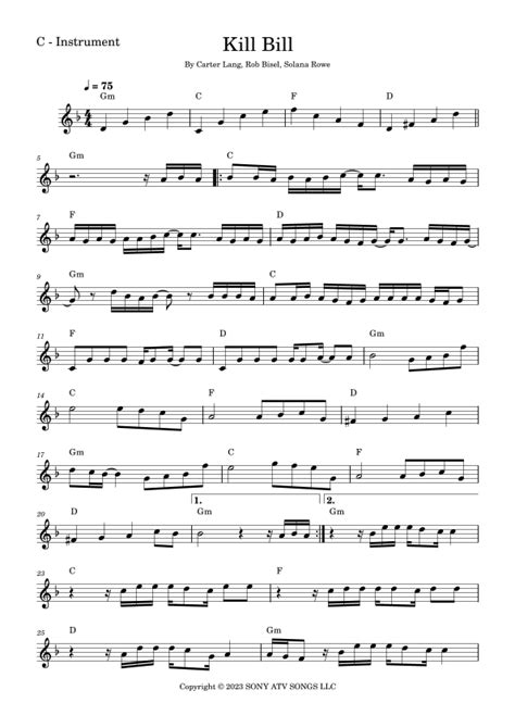 Kill Bill Arr Fabio Eduardo De Oliveira By Sza Sheet Music For Easy