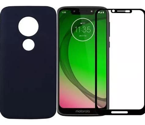 Funda Aterciopelada Negra Con Pel Cula De Vidrio D Para Moto G Play