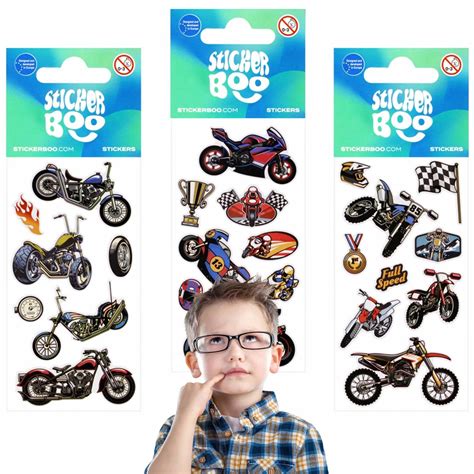 Zestaw Kolorowych Naklejek Motocykle Naklejki Dla Dzieci Stickerboo