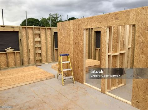 Modern Domestic Stud Wall Construction Site Stock Photo - Download ...