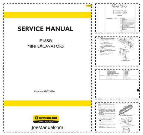 New Holland E18 E18sr Workshop Service Repair Manual Mini Compact Hydraulic Crawler Excavator Micro Digger
