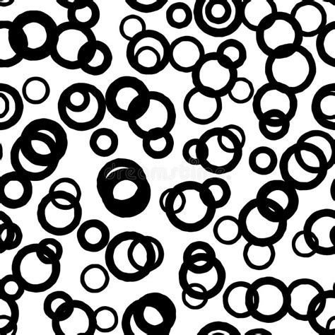 Black Circle Seamless Pattern With Intersecting Hand Drawn Thick And