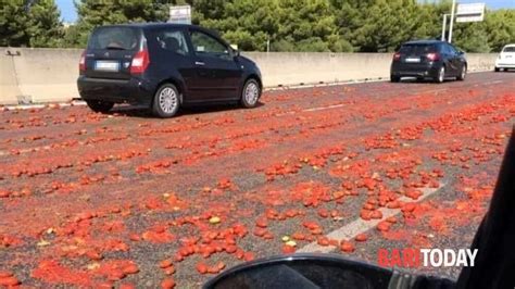 Camion Perde Pomodori Sulla Ss16 Traffico Rallentato In Direzione Sud