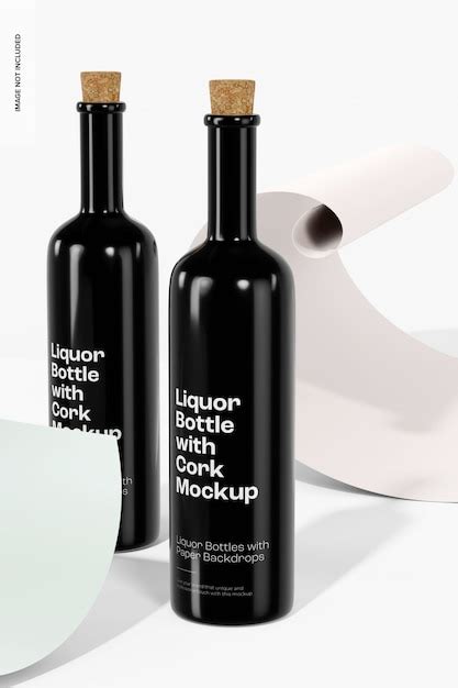 Premium Psd Liquor Bottles With Cork Mockup Mockup