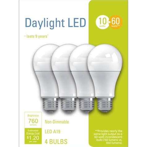 Ge 4 Pack 10 Watt Daylight Led A19 Light Bulbs 32589 Blains Farm And Fleet