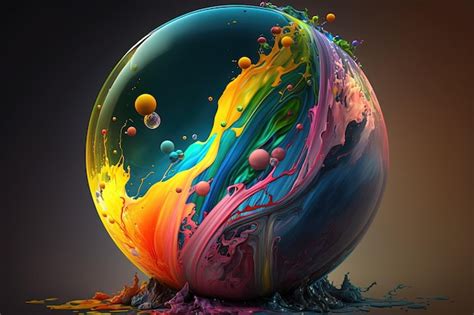 Premium Photo This Painting Conveys The Beauty Of A Colorful Sphere Made Up Of Bright Colors