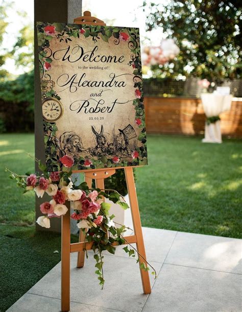 Alice In Wonderland Large Welcome Sign Alice Quinceanera Welcome Sign