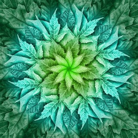 Dream Big Leaf Mint Green Digital Hoffman 43 Fabric Panel Etsy