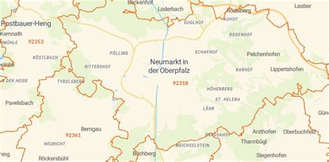 92318 Neumarkt in der Oberpfalz mit PLZ Karte und Straßenverzeichnis