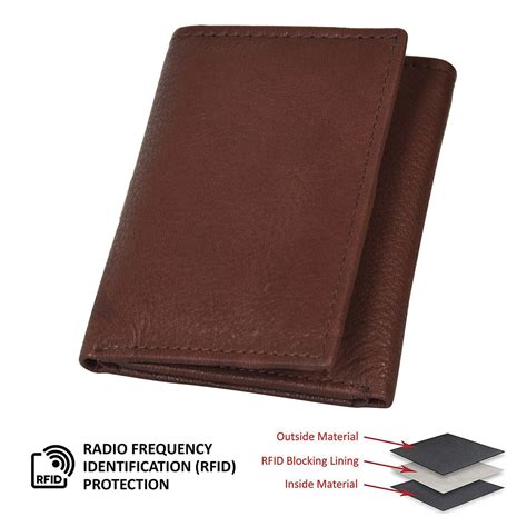 Genuine Leather Mens Wallet Slim Trifold Wallets For Men With Id Window