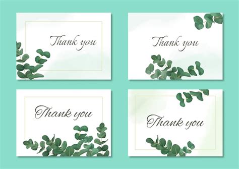 Premium Psd Greenery Thank You Card With Watercolor Leaf Frame