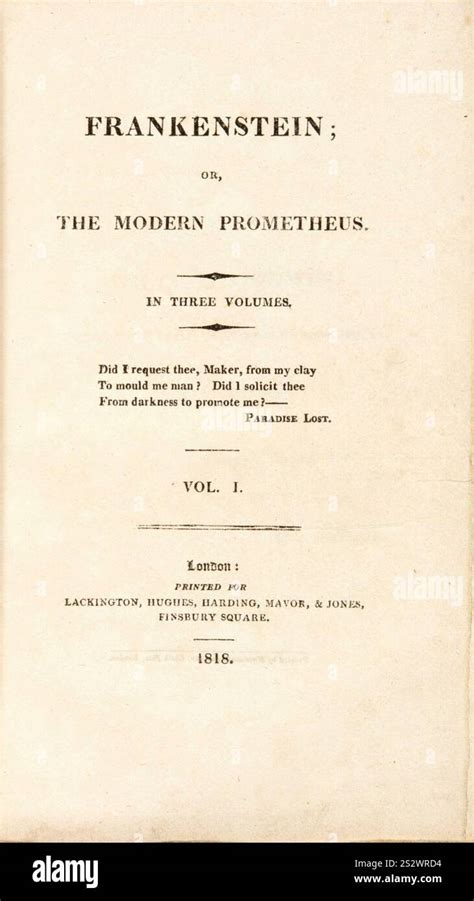 Frankenstein 1818 edition title page Stock Photo - Alamy